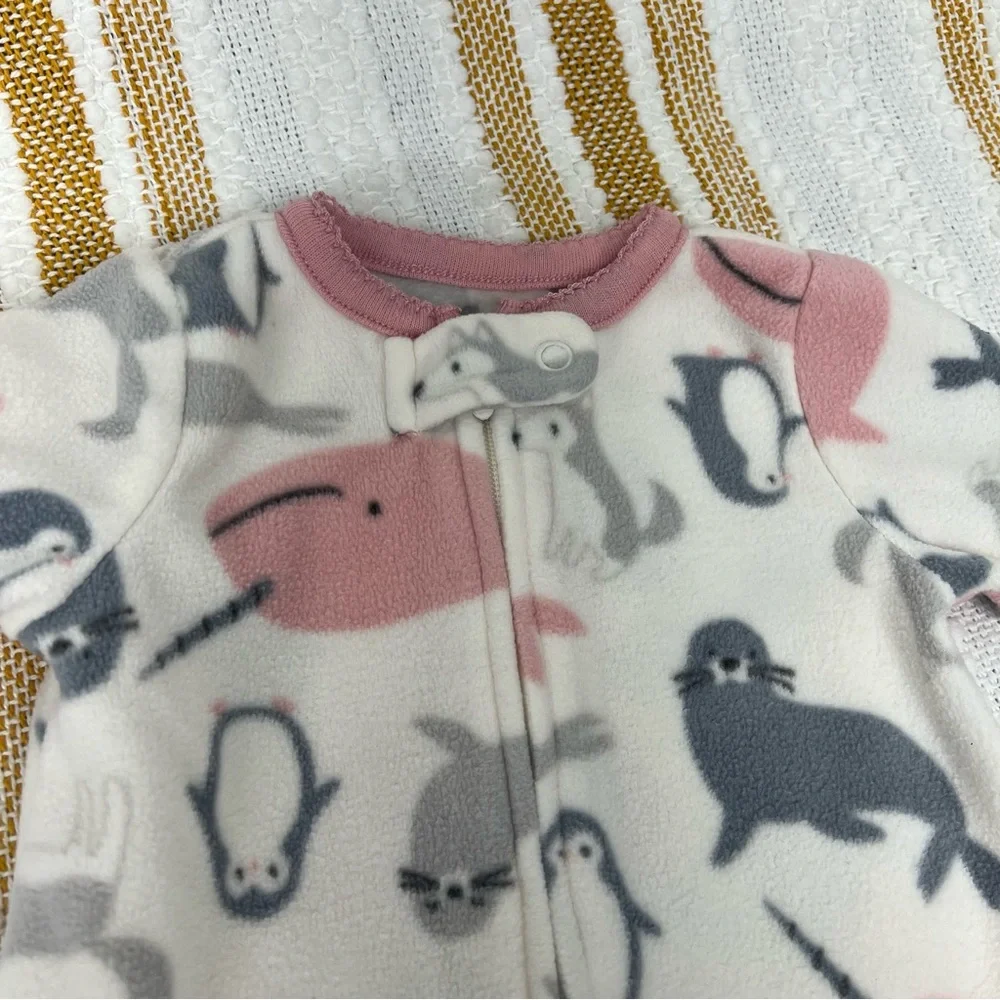 Carter's Pajamas Fleece My First Christmas and Baby‎ Girls' Penguin Pajamas 3M